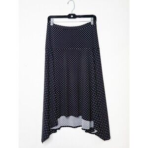 Roz & Ali Circle Skirt Women’s 2X Black White Polka Dot Flowy Midi Pull-On